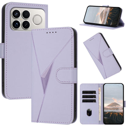For Redmi K90 Pro Max / Poco F8 Ultra Triangle Pattern Buckle Clasp Leather Phone Case(Light Purple)