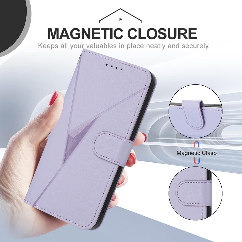 For Redmi K90 Pro Max / Poco F8 Ultra Triangle Pattern Buckle Clasp Leather Phone Case(Light Purple)