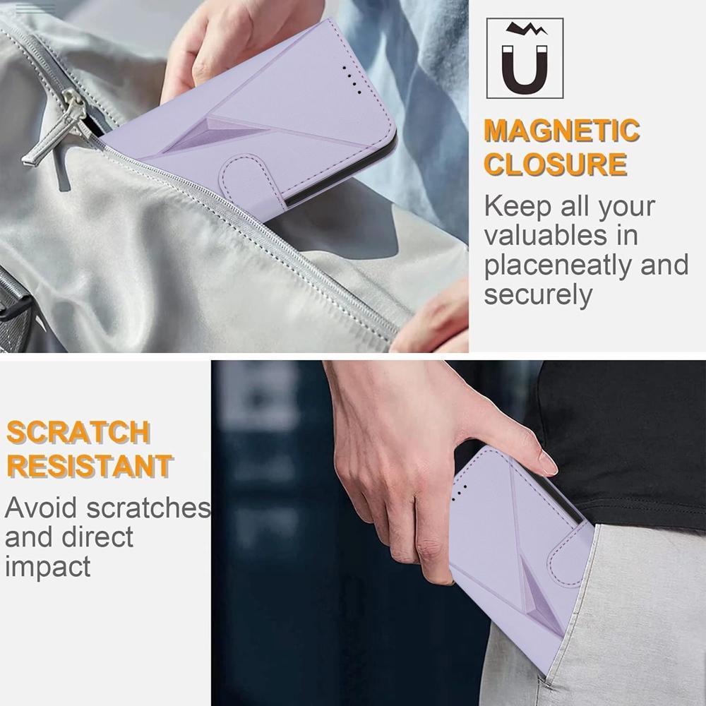 For Redmi K90 Pro Max / Poco F8 Ultra Triangle Pattern Buckle Clasp Leather Phone Case(Light Purple)