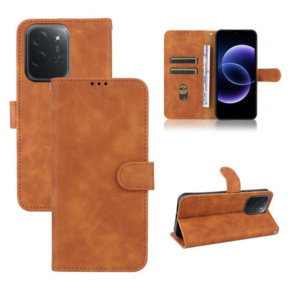 For Xiaomi Poco C95 Pro Skin Feel Magnetic Flip Leather Phone Case(Brown)