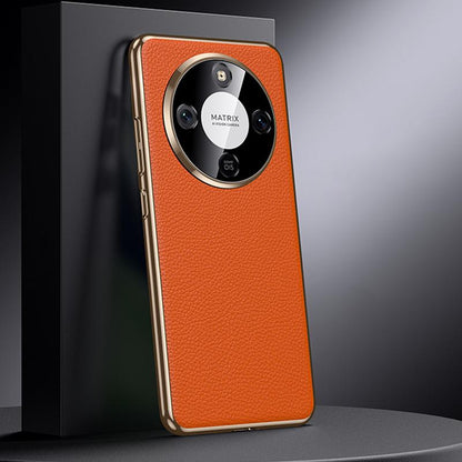 For Honor X70 5G Genuine Leather PC Phone Case - Orange - EDA007287908C