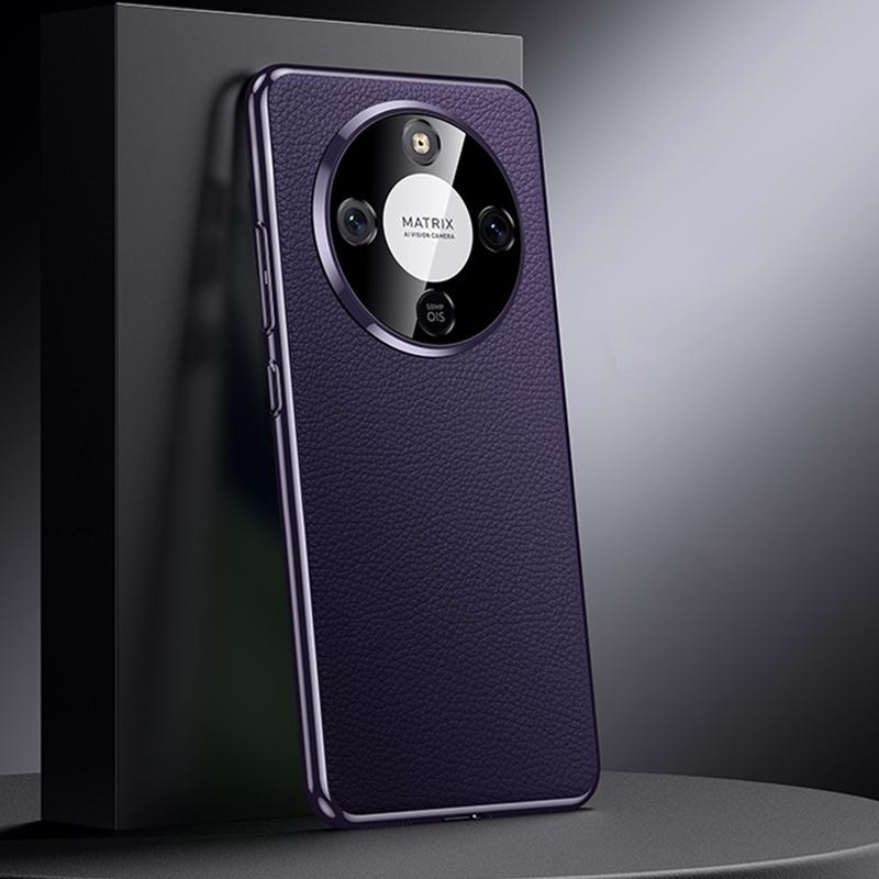 For Honor X70 5G Genuine Leather PC Phone Case - Dark Purple - EDA007287908E
