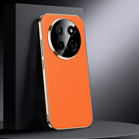 For Honor X80 Pro Max 5G Genuine Leather PC Phone Case - Orange - EDA007287909C
