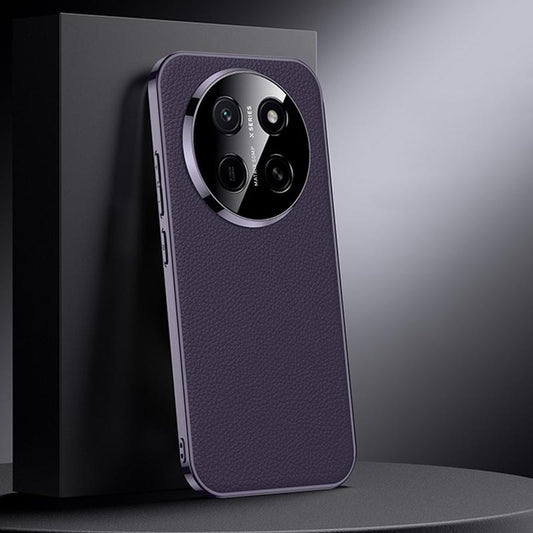For Honor X80 Pro Max 5G Genuine Leather PC Phone Case - Dark Purple - EDA007287909E