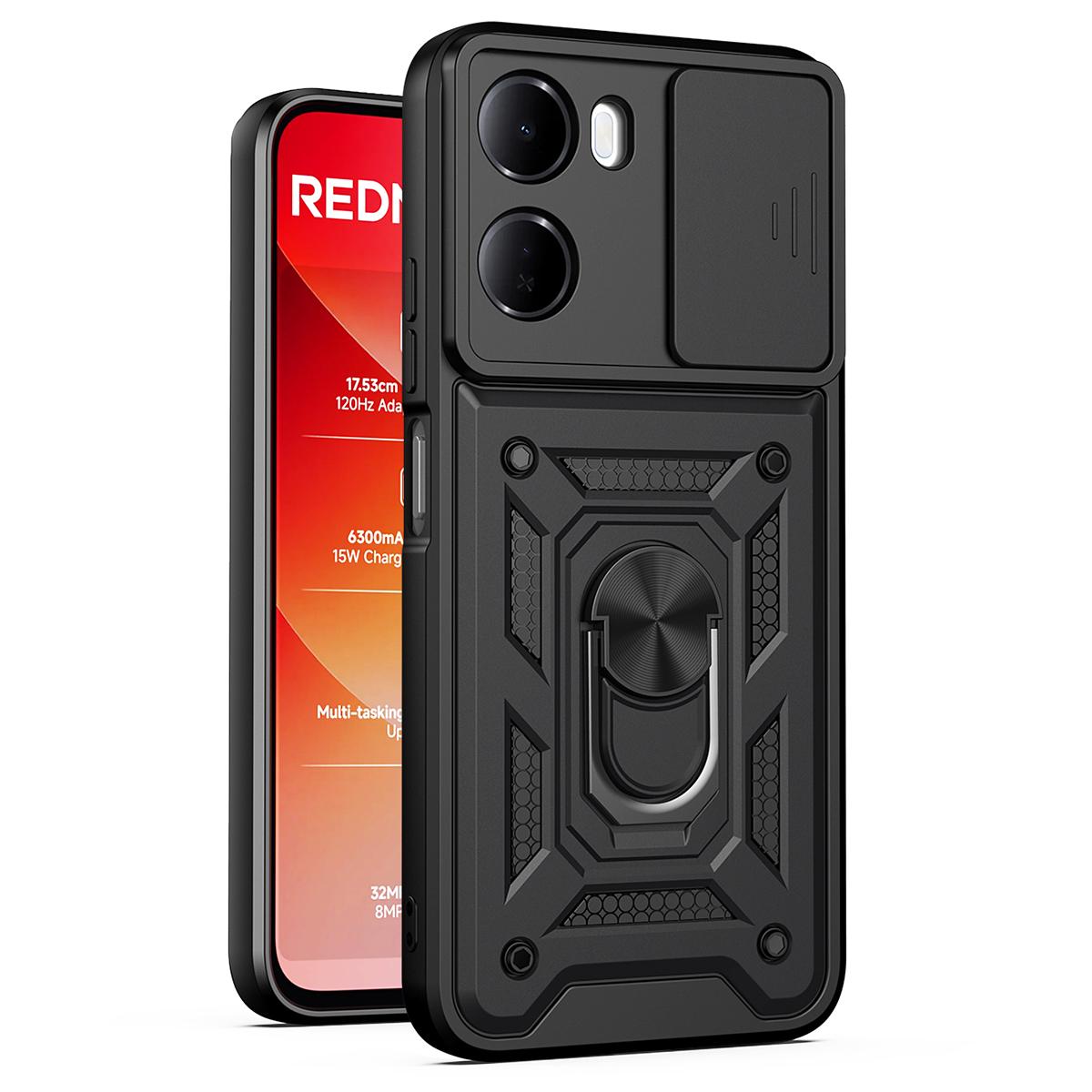 For Redmi 15a 5G Sliding Camera Cover Design TPU+PC Phone Case - Black - EDA007290915A