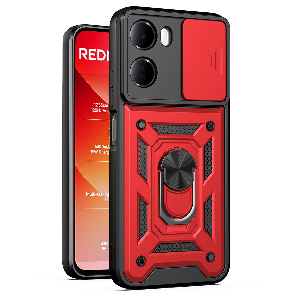 For Redmi 15a 5G Sliding Camera Cover Design TPU+PC Phone Case - Red - EDA007290915B