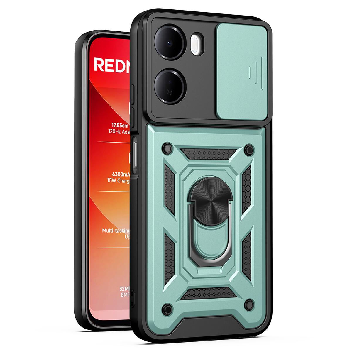 For Redmi 15a 5G Sliding Camera Cover Design TPU+PC Phone Case - Green - EDA007290915D