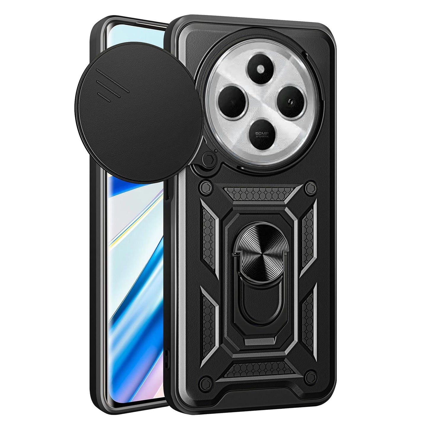 For Redmi 17C 4G 171mm Sliding Camera Cover Design TPU+PC Phone Case(Black)