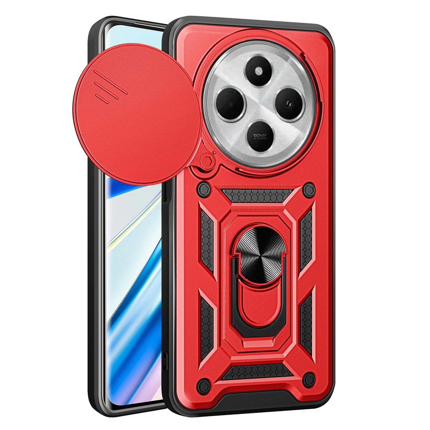 For Redmi 17C 4G 171mm Sliding Camera Cover Design TPU+PC Phone Case(Red)