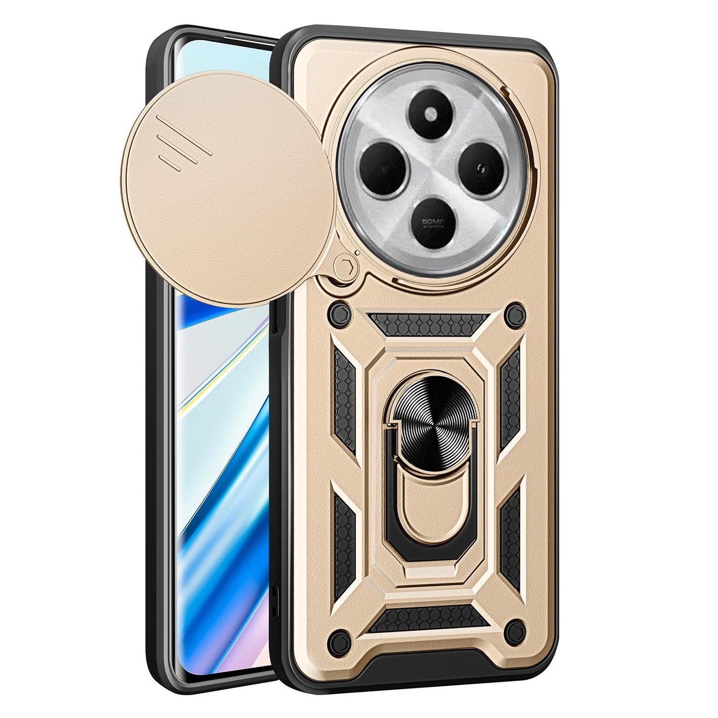 For Redmi 17C 4G 171mm Sliding Camera Cover Design TPU+PC Phone Case(Gold)