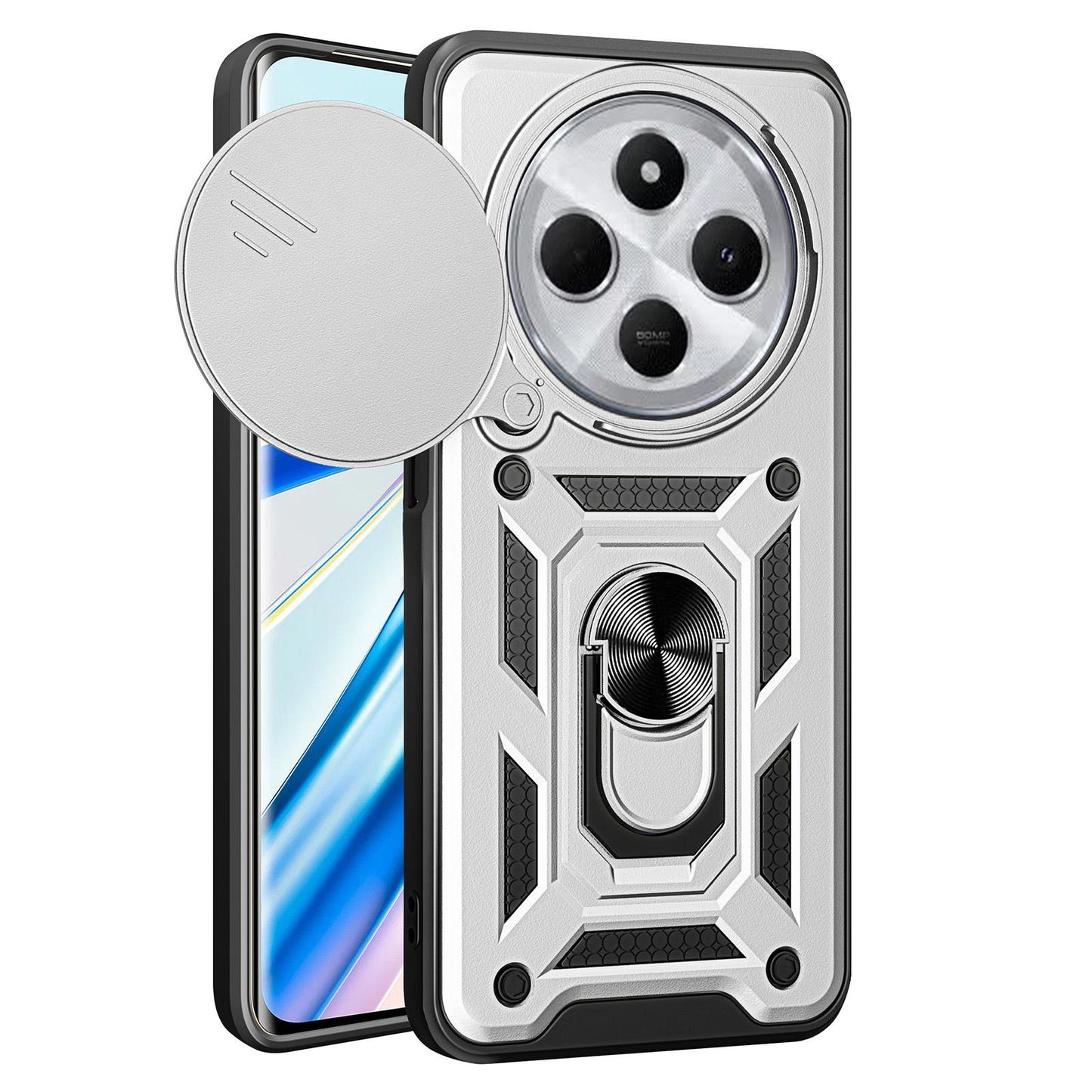For Redmi 17C 4G 171mm Sliding Camera Cover Design TPU+PC Phone Case(Silver)