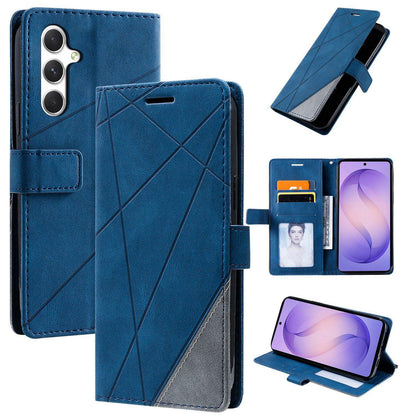 For Galaxy S25 FE 5G Skin Feel Splicing Leather Phone Case(Blue)