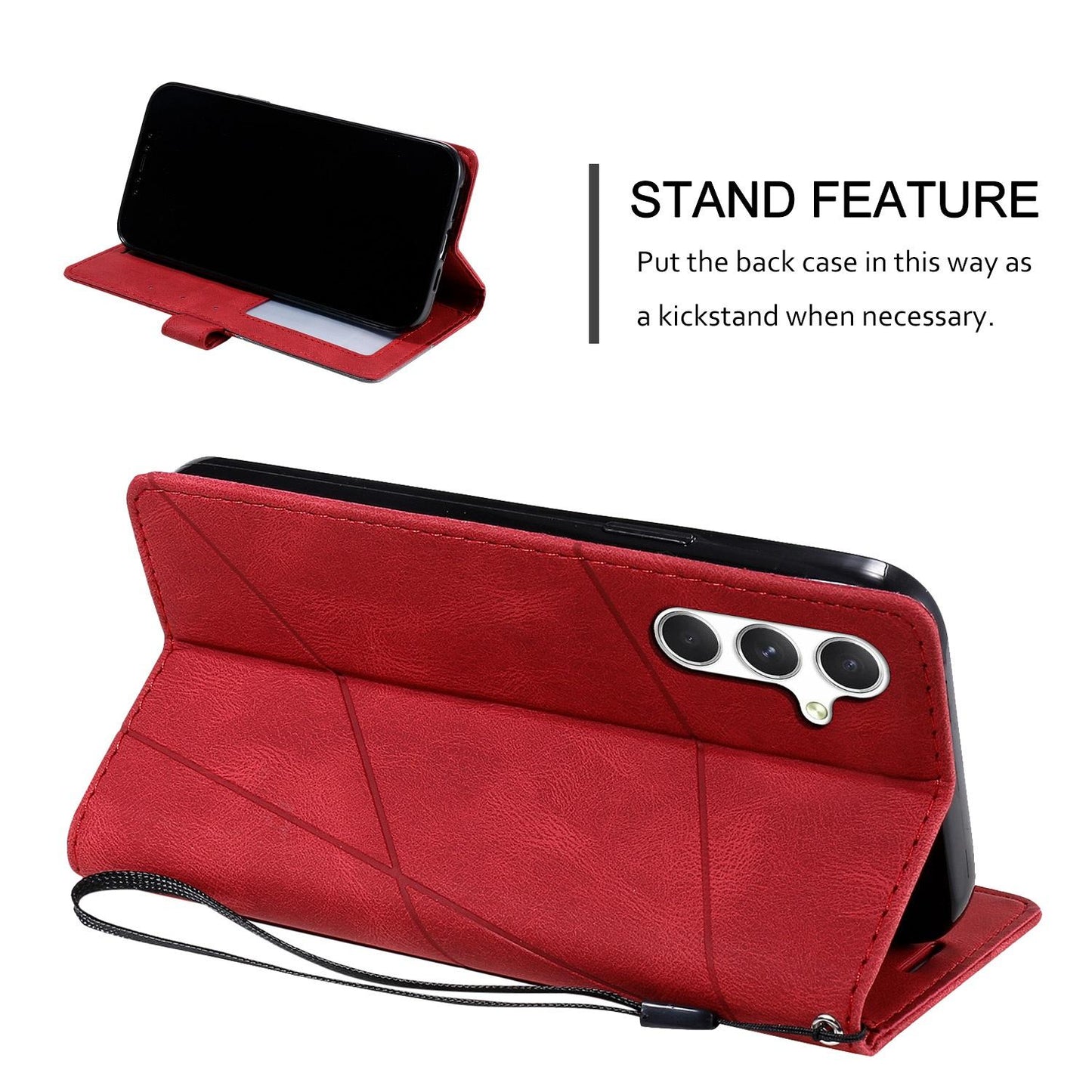 For Galaxy S25 FE 5G Skin Feel Splicing Leather Phone Case(Red)