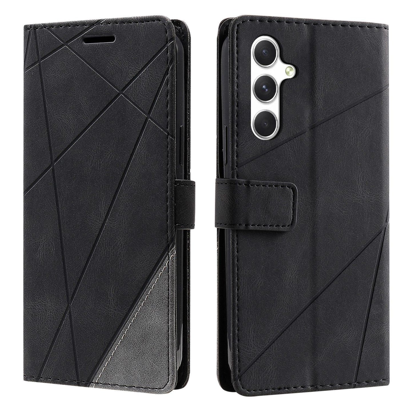 For Galaxy S25 FE 5G Skin Feel Splicing Leather Phone Case(Black)