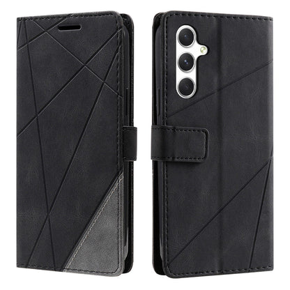 For Galaxy S25 FE 5G Skin Feel Splicing Leather Phone Case(Black)