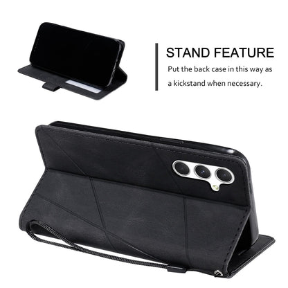 For Galaxy S25 FE 5G Skin Feel Splicing Leather Phone Case(Black)