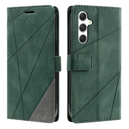 For Galaxy S25 FE 5G Skin Feel Splicing Leather Phone Case(Green)