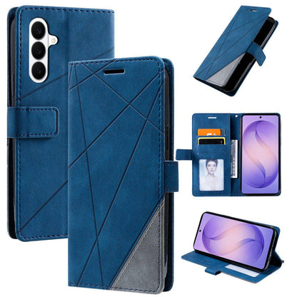 For Galaxy S26+ 5G Skin Feel Splicing Leather Phone Case(Blue)