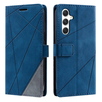 For Galaxy S26+ 5G Skin Feel Splicing Leather Phone Case(Blue)