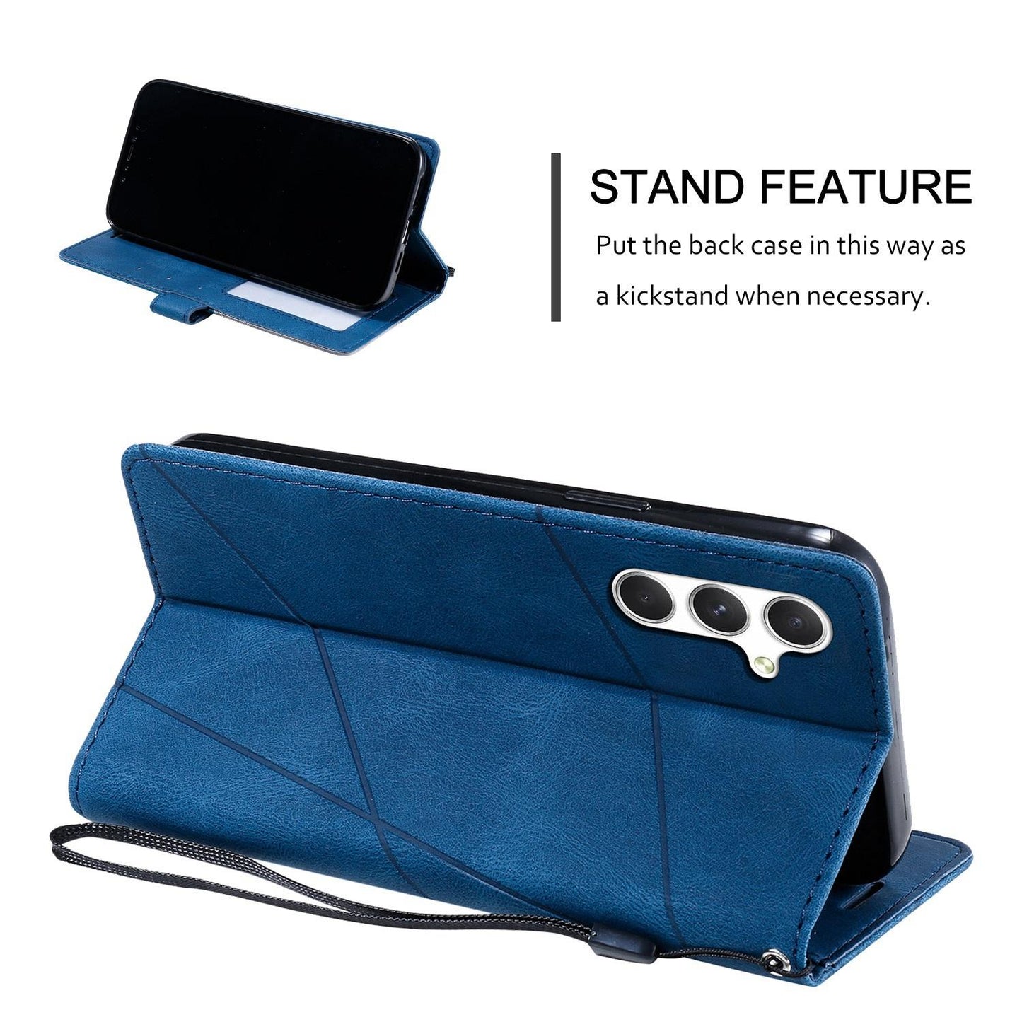 For Galaxy S26+ 5G Skin Feel Splicing Leather Phone Case(Blue)