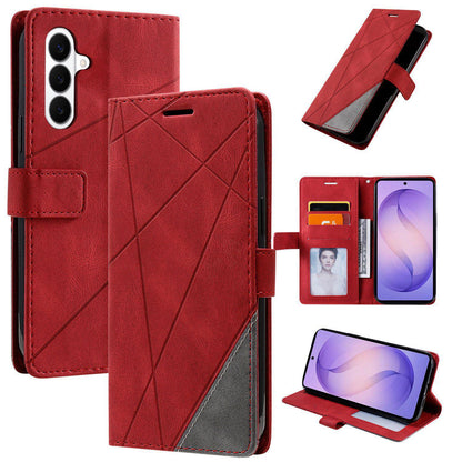 For Galaxy S26+ 5G Skin Feel Splicing Leather Phone Case(Red)
