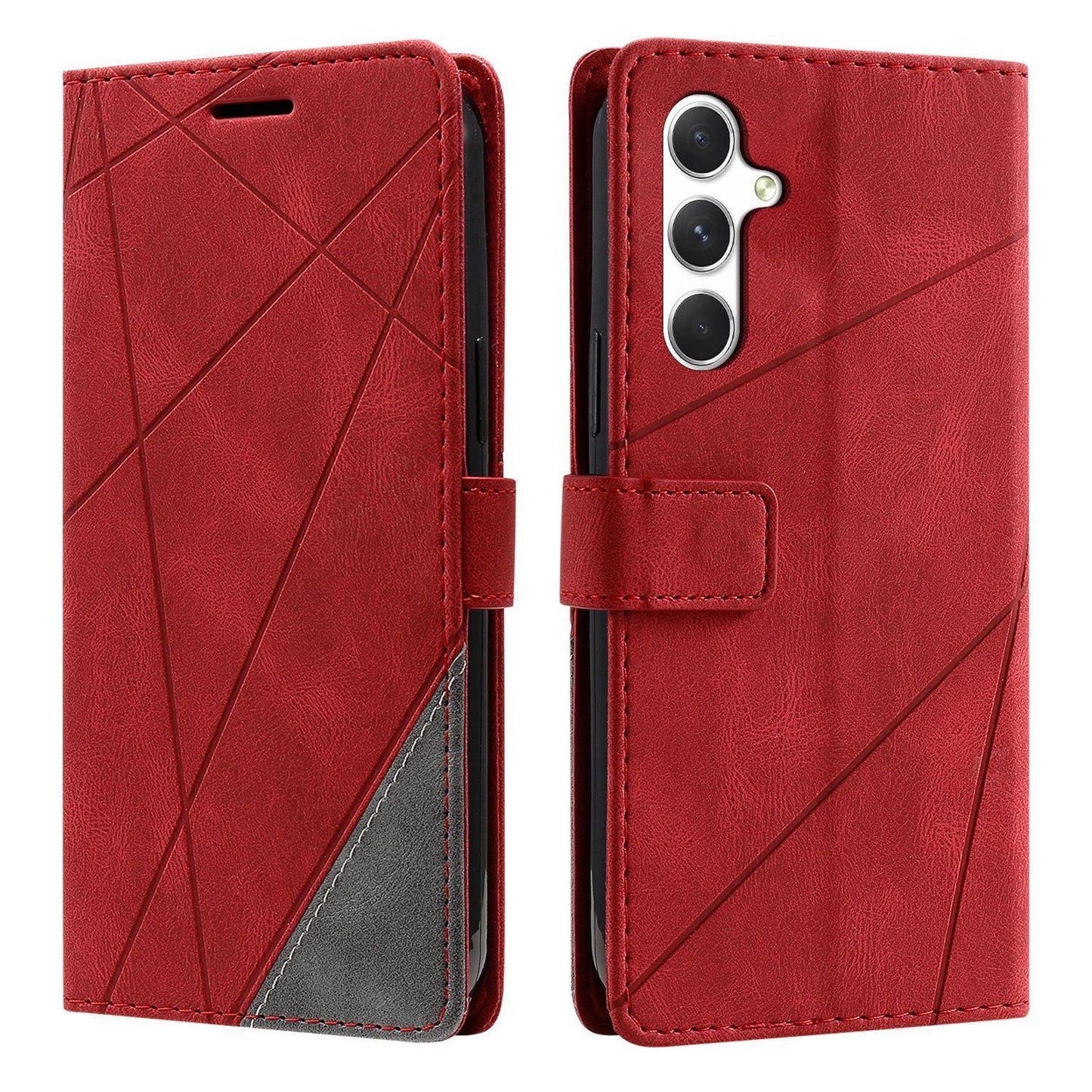 For Galaxy S26+ 5G Skin Feel Splicing Leather Phone Case(Red)