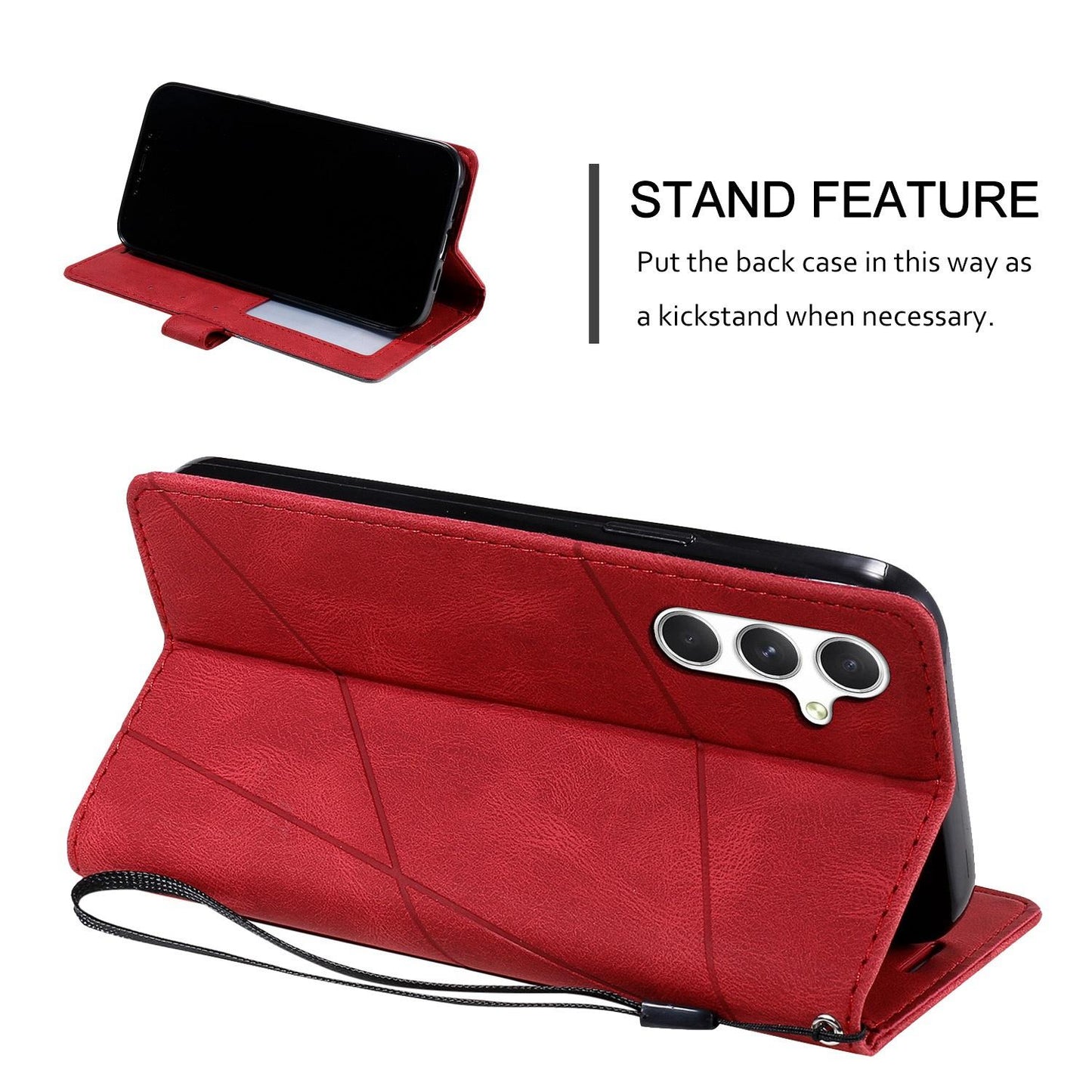 For Galaxy S26+ 5G Skin Feel Splicing Leather Phone Case(Red)