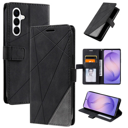 For Galaxy S26+ 5G Skin Feel Splicing Leather Phone Case(Black)