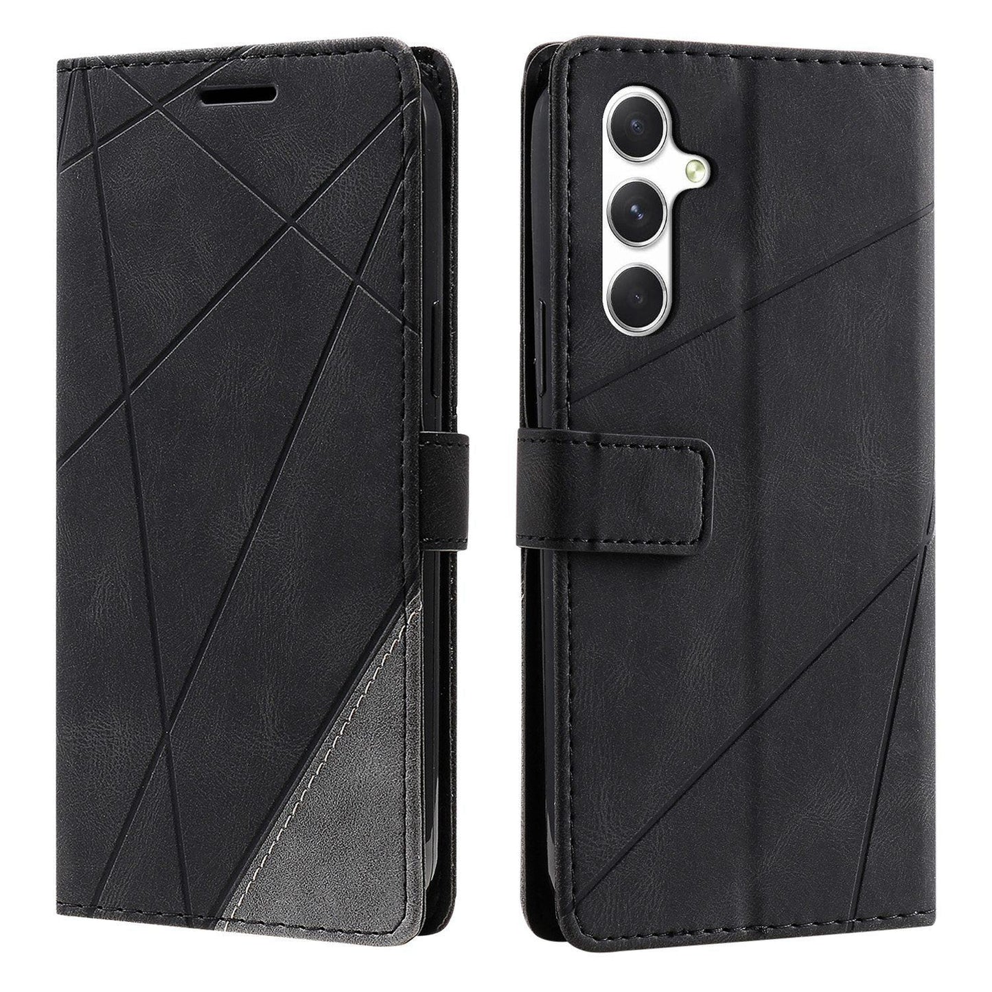 For Galaxy S26+ 5G Skin Feel Splicing Leather Phone Case(Black)