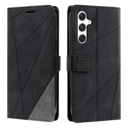 For Galaxy S26+ 5G Skin Feel Splicing Leather Phone Case(Black)