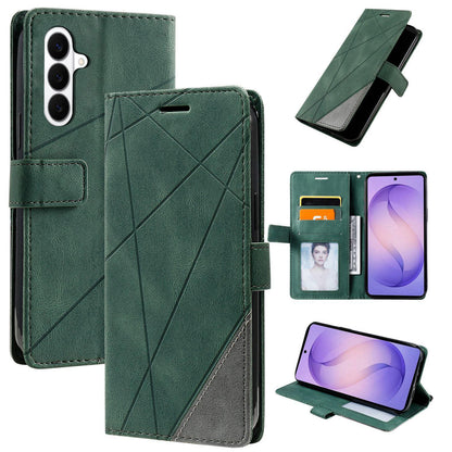 For Galaxy S26+ 5G Skin Feel Splicing Leather Phone Case(Green)