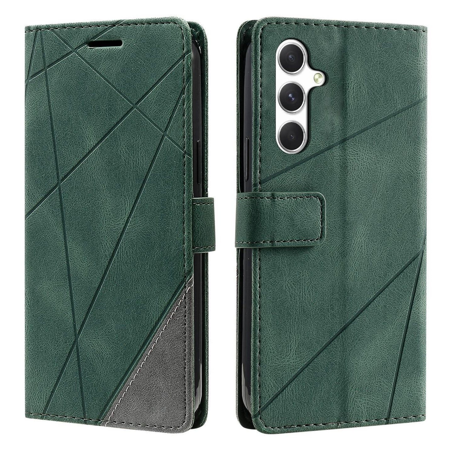For Galaxy S26+ 5G Skin Feel Splicing Leather Phone Case(Green)