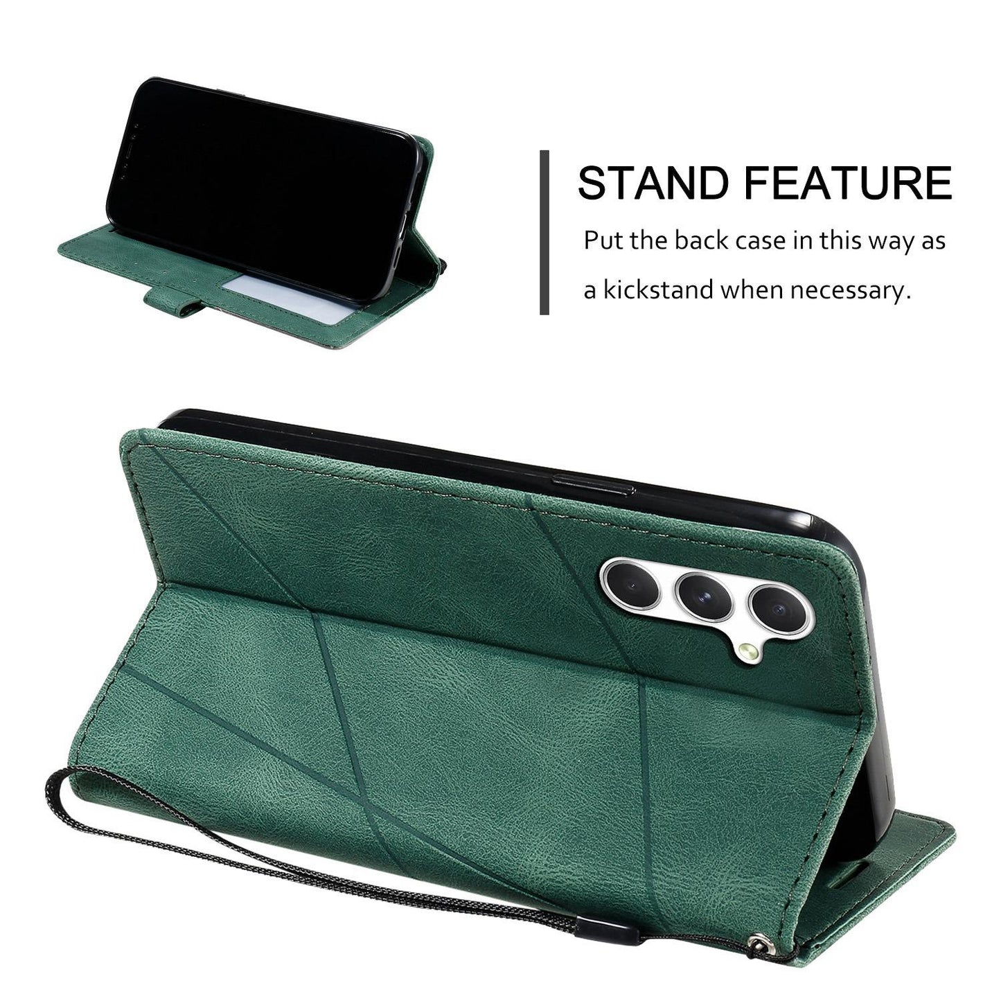 For Galaxy S26+ 5G Skin Feel Splicing Leather Phone Case(Green)