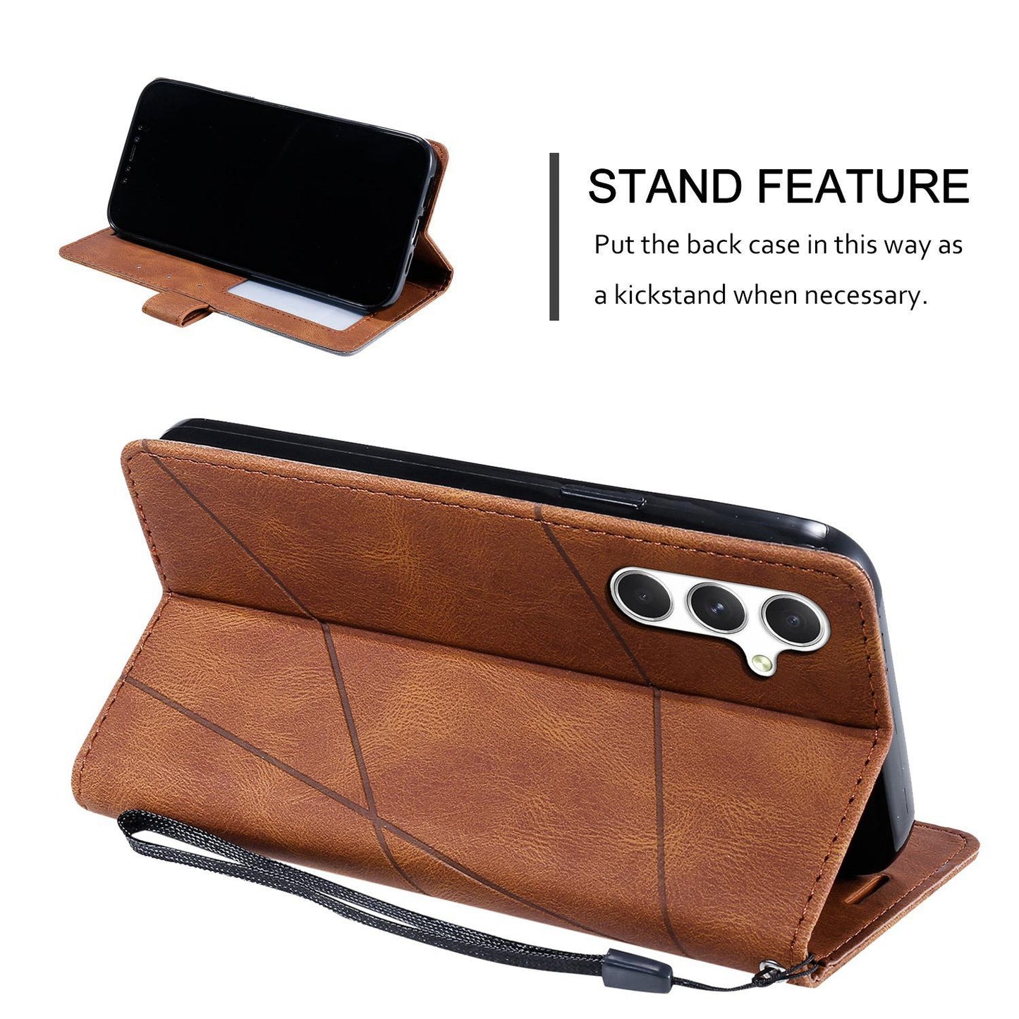 For Galaxy S26+ 5G Skin Feel Splicing Leather Phone Case(Brown)