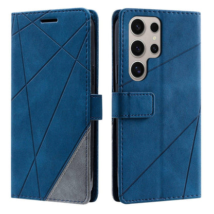 For Galaxy S26 Ultra 5G Skin Feel Splicing Leather Phone Case(Blue)