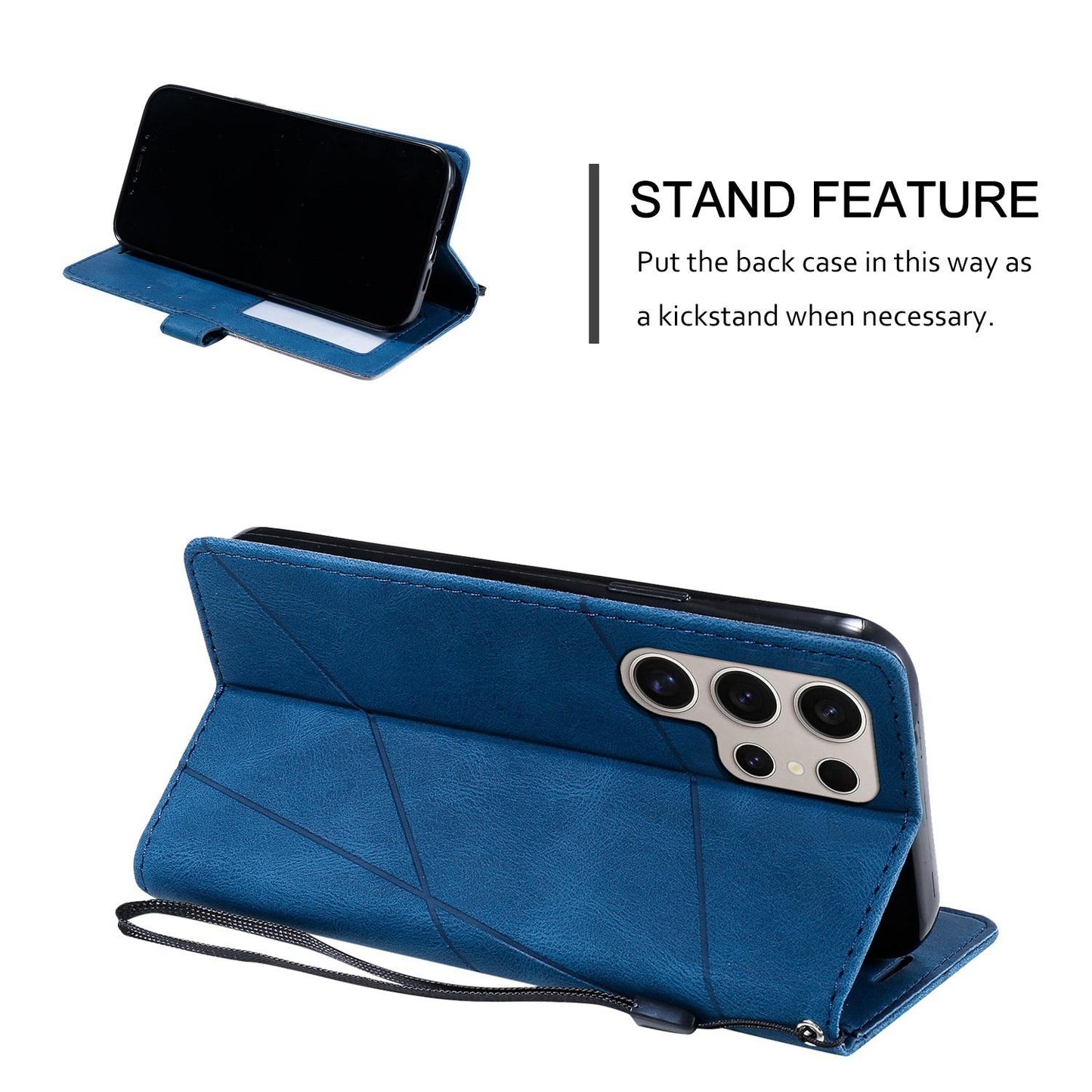 For Galaxy S26 Ultra 5G Skin Feel Splicing Leather Phone Case(Blue)
