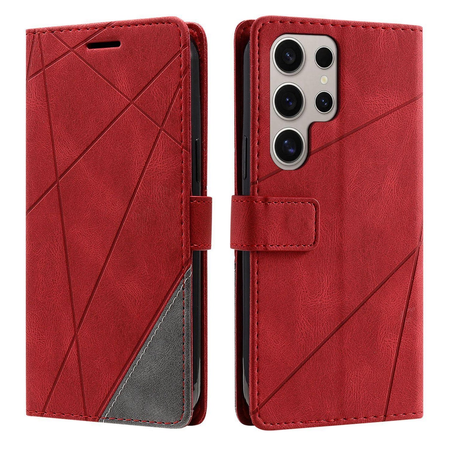 For Galaxy S26 Ultra 5G Skin Feel Splicing Leather Phone Case(Red)