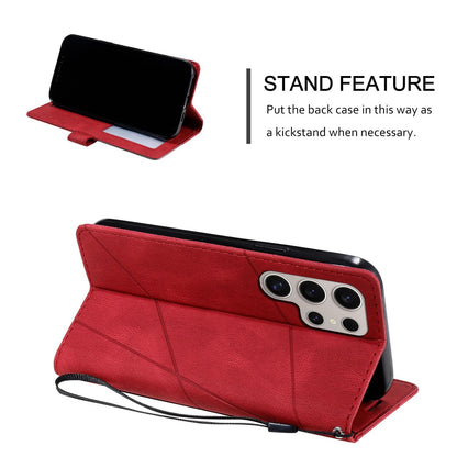 For Galaxy S26 Ultra 5G Skin Feel Splicing Leather Phone Case(Red)