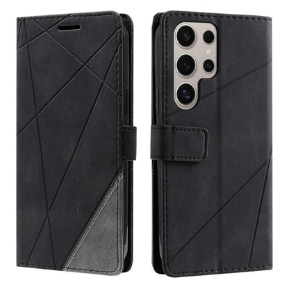 For Galaxy S26 Ultra 5G Skin Feel Splicing Leather Phone Case(Black)
