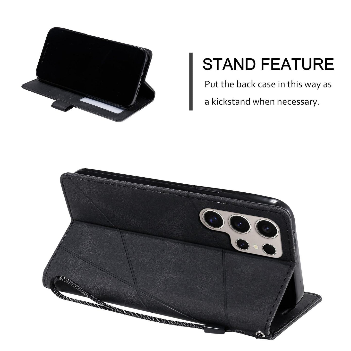 For Galaxy S26 Ultra 5G Skin Feel Splicing Leather Phone Case(Black)
