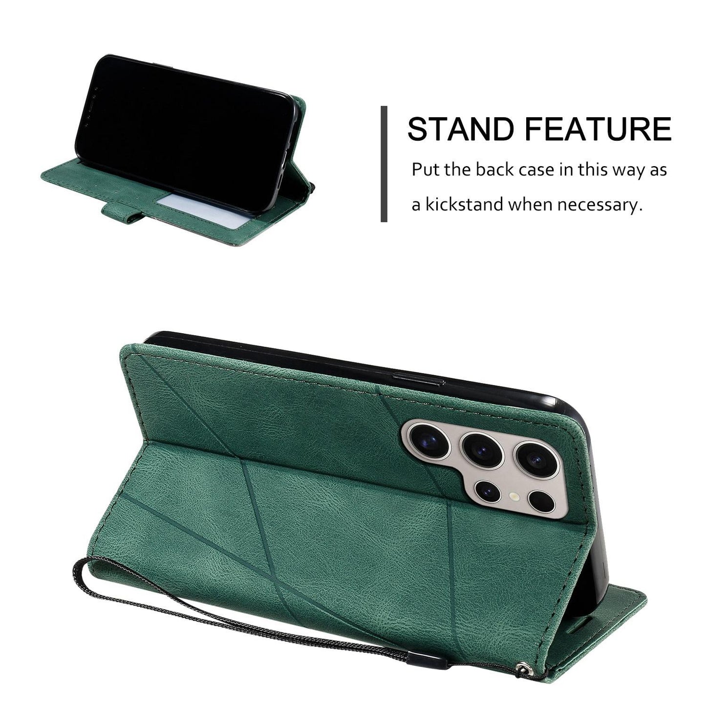 For Galaxy S26 Ultra 5G Skin Feel Splicing Leather Phone Case(Green)