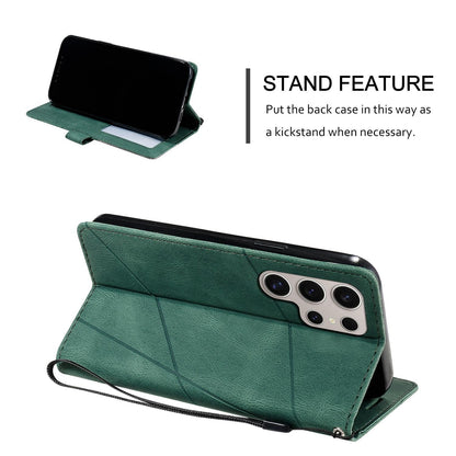 For Galaxy S26 Ultra 5G Skin Feel Splicing Leather Phone Case(Green)