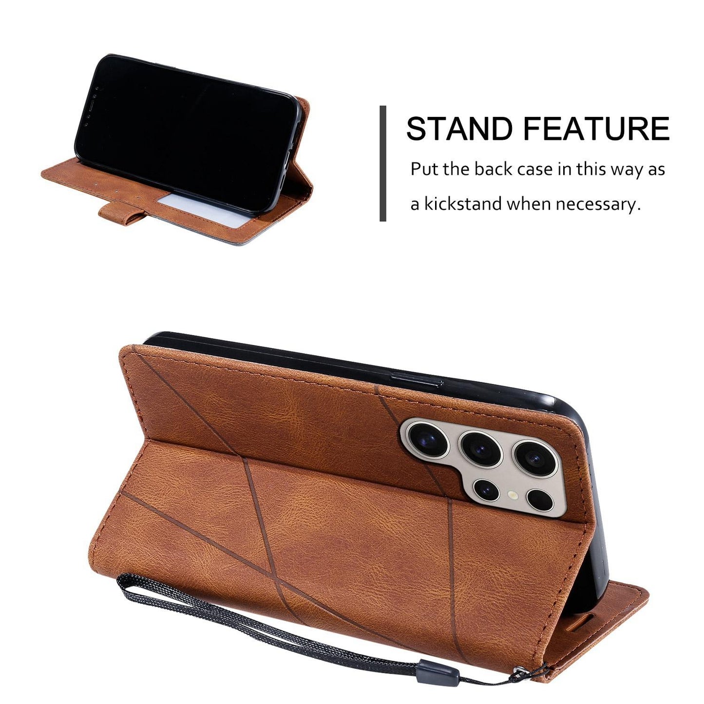 For Galaxy S26 Ultra 5G Skin Feel Splicing Leather Phone Case(Brown)