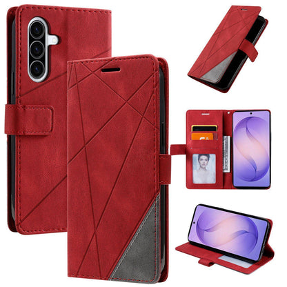 For Galaxy A27 5G Skin Feel Splicing Leather Phone Case(Red)