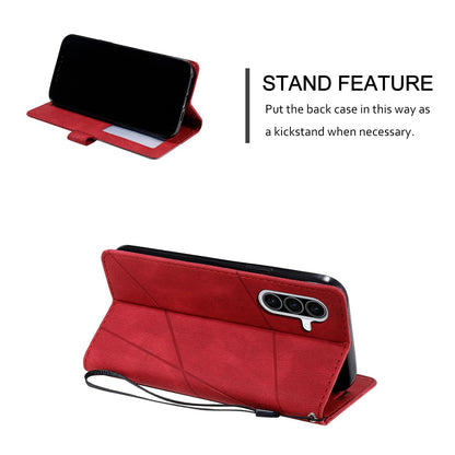 For Galaxy A27 5G Skin Feel Splicing Leather Phone Case(Red)