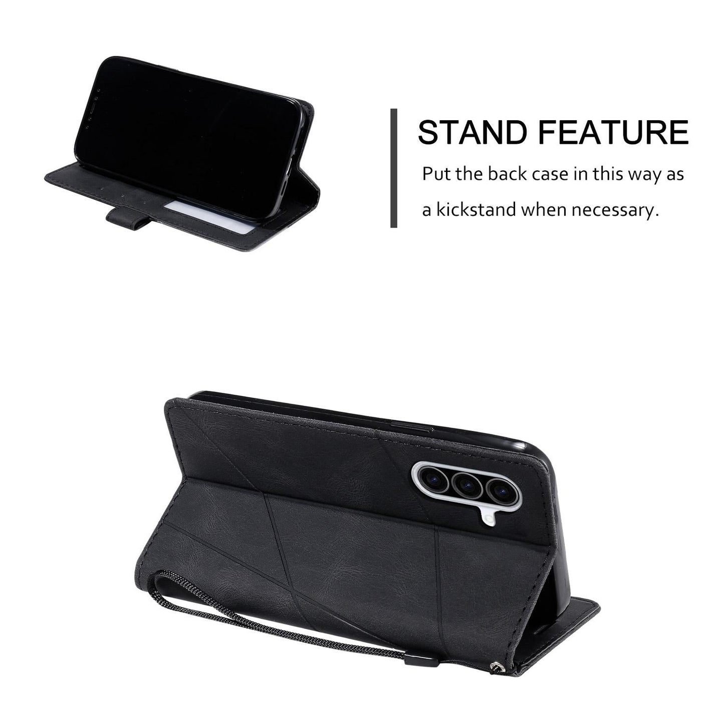 For Galaxy A27 5G Skin Feel Splicing Leather Phone Case(Black)