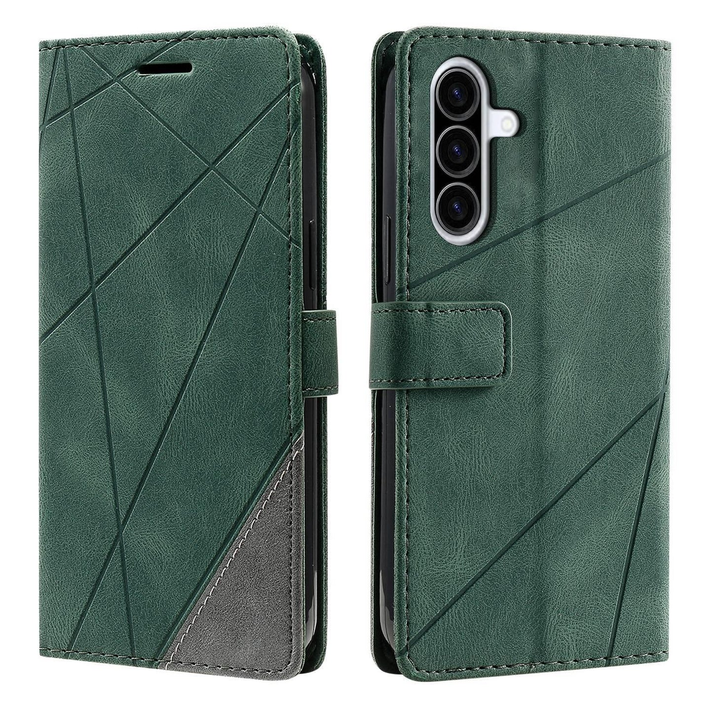 For Galaxy A27 5G Skin Feel Splicing Leather Phone Case(Green)