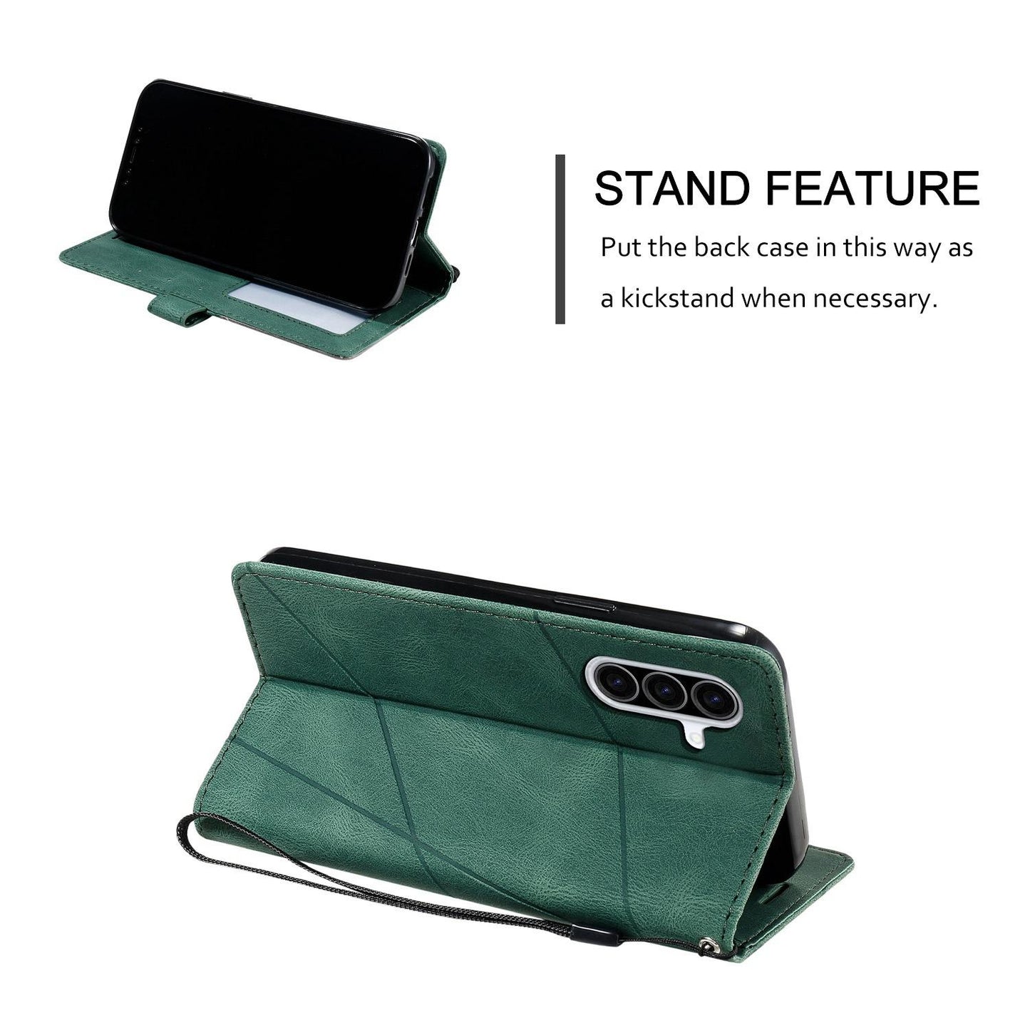For Galaxy A27 5G Skin Feel Splicing Leather Phone Case(Green)
