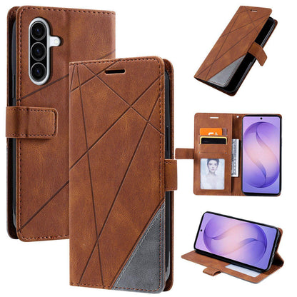 For Galaxy A27 5G Skin Feel Splicing Leather Phone Case(Brown)