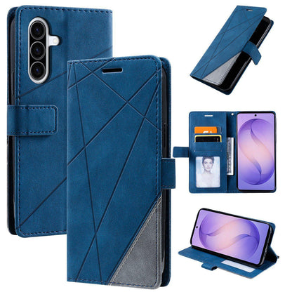 For Galaxy A37 5G Skin Feel Splicing Leather Phone Case(Blue)